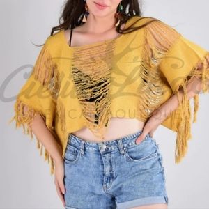 Romelia Tulum Poncho Mustard color.